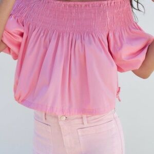 Zara Pink Ruffled Off-Shoulder Blouse